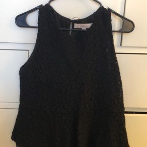 Black lace peplum top